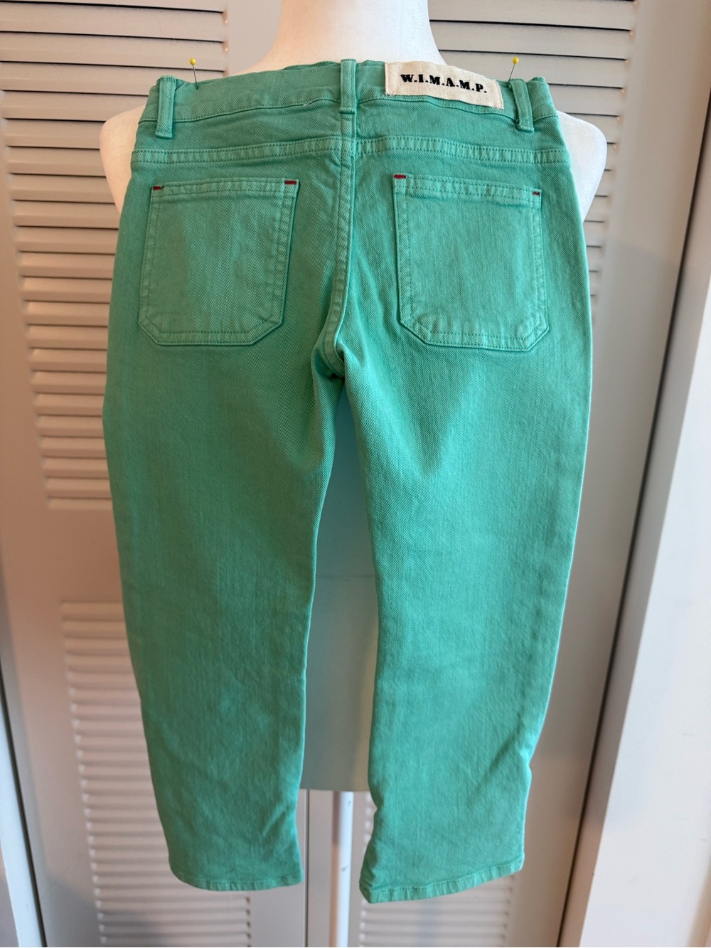 Bobo Choses Mint Green Kids Jeans with Cat Patch - Picture 8 of 11